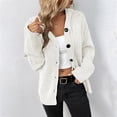 thumbnail image 2 of IROINID Women's Short Cardigan Open Front Jacket Solid Color Long Sleeve Leisure Loose Dark Color Rope Knitting Cardigan Jacket, White, 2 of 5