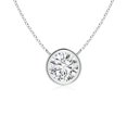 thumbnail image 1 of Angara Collier en Diamant Naturel - Collier Solitaire en Diamant Rond Serti Clos en Platine pour Femmes, 1 of 10