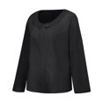 thumbnail image 4 of EQWLJWE Liquidation d'Été! Chemise Décontractée en Coton et Lin à Col Rond Manches Trois-Quarts Couleur Unie pour Femmes, 4 of 7