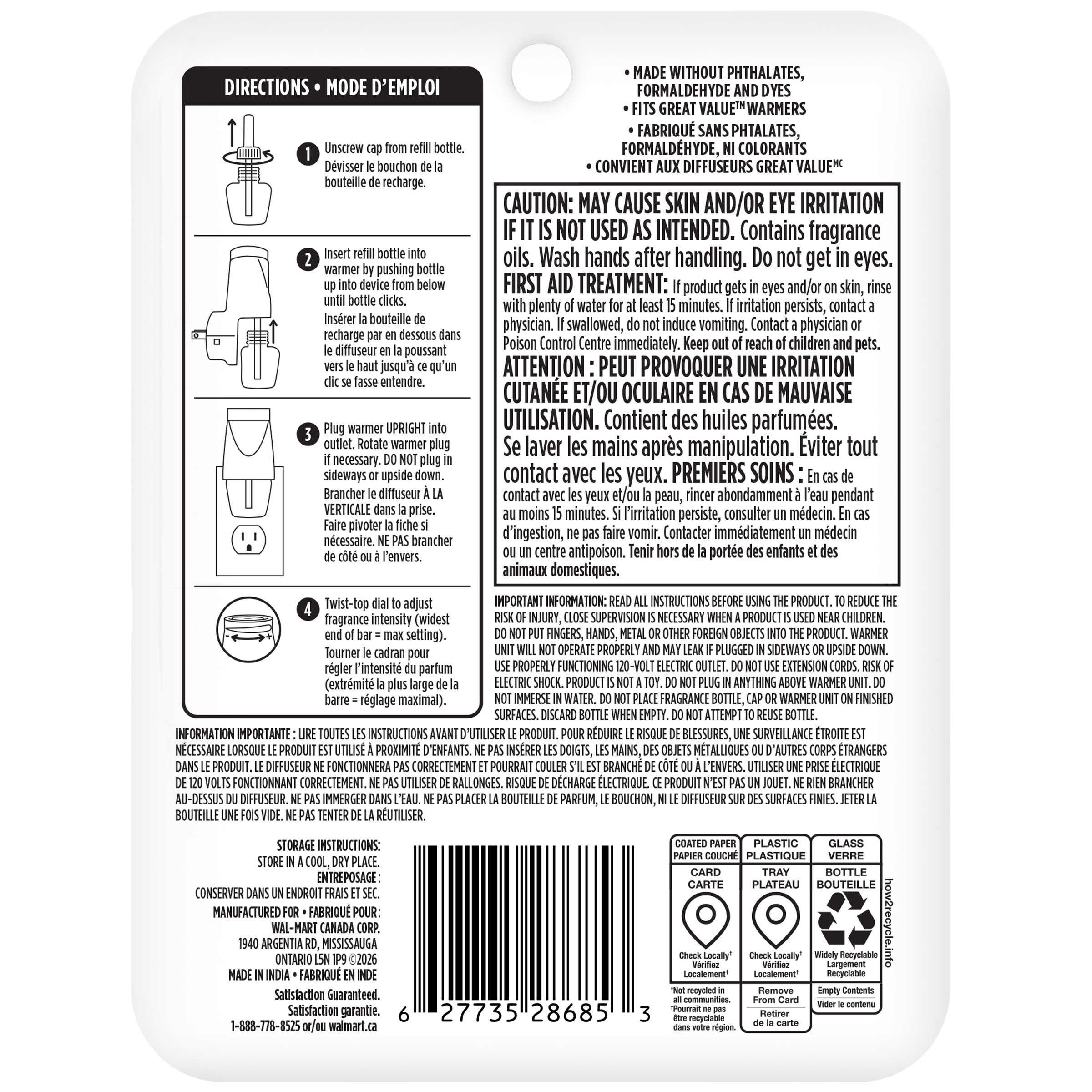 Great Value Cherry Blossom Scented Oil Refill, 2 Pack, 2 Refills (1.34 FL OZ (39.6 mL))