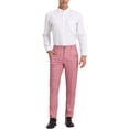 thumbnail image 2 of INSPIRE CHIC Men's Dress Plaid Printed Business Checked Pants 32 Pink White, 2 of 7