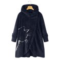 thumbnail image 2 of Women Printed Button Plush Tops Hooded Loose Cardigan Wool Coat Winter Jacket, 2 of 9