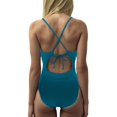 thumbnail image 4 of Womens Swimsuits Tankini Solid Color Triangle Backless Summer Beach Tankinis Swimwear for Women Blue, 4 of 4