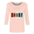 thumbnail image 5 of Chemises pour Femmes Habillées Décontractées, Chemises à Manches 3/4 pour Femmes, Tuniques à Manches Courtes Grande Taille pour Femmes, T-shirt à Manches 3/4 à Col Rond Imprimé Lettres Mode Décontractée pour Femmes, 5 of 5