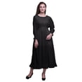 thumbnail image 1 of Bimba Robe Maxi à Volants pour Femmes, Géométrique, Manches Bishop, Col Rond, Taille Smockée - Petit, 1 of 5