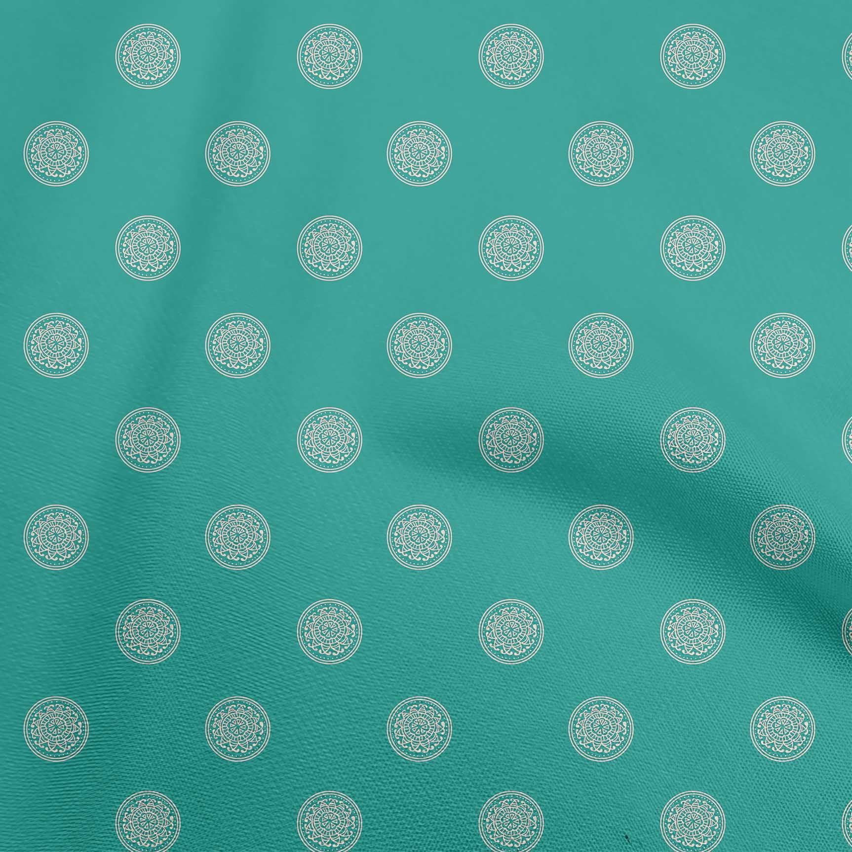 oneOone Velvet Dusty Teal Green Fabric Asian Circle Block Craft Projects Decor Fabric Printed By The Yard 58 Inch Wide-V7