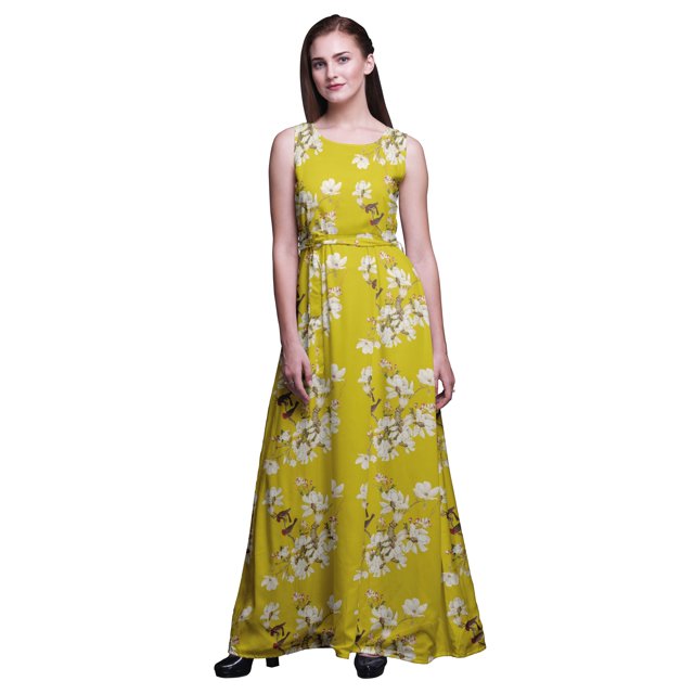 Bimba Robe Longue Débardeur Maxi à Fleurs pour Femme, Col Rond, Imprimée, Robe de Soirée - Xxx-Grand