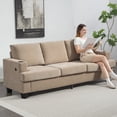 thumbnail image 2 of HOMCOM Canapé 3 Places, Sofa Rembourré avec Ports USB et Porte-Gobelets, Brun, 2 of 10