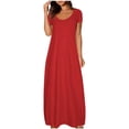 thumbnail image 1 of fatyb Robes Maxi pour Femmes Col Rond Manches Courtes Robes Décontractées Robes T-Shirt Amples pour Femmes P-5TG, 1 of 5