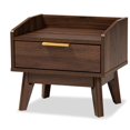 thumbnail image 1 of Allora Mid-Century 1-Drawer Wood Nightstand in Walnut Brown, 1 of 9