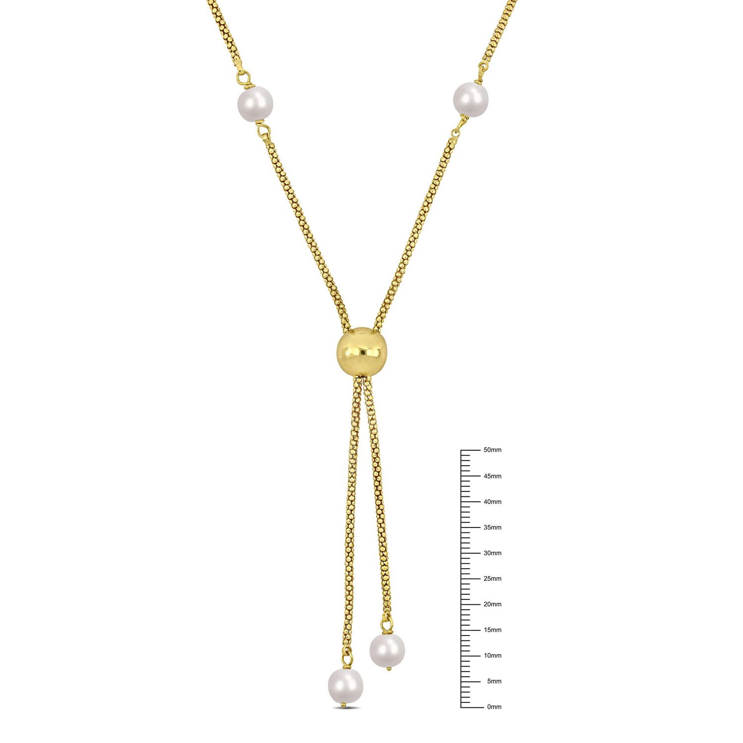 Collier de Miabella avec perles culture d'eau douce en argent sterling plaqué en or jaune 18K