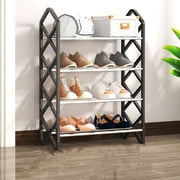 Dvkptbk Shoe Rack Shelf for Closet, Shoe Organizer for Bedroom Closet, Floor Shoe Shelf for Entryway Storage, 4-Tier, Black