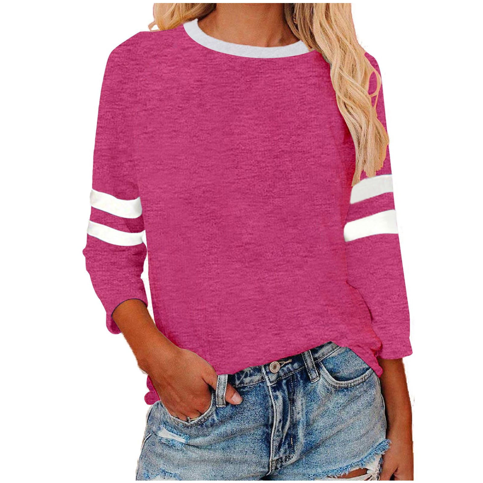 Timegard Hauts pour Femmes Grande Taille Col Rond Manches 3/4 T-Shirts Confortables Tunique Décontractée pour Porter avec des Leggings