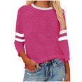 thumbnail image 1 of Timegard Hauts pour Femmes Grande Taille Col Rond Manches 3/4 T-Shirts Confortables Tunique Décontractée pour Porter avec des Leggings, 1 of 5