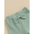 thumbnail image 4 of Kmbangi Kids Girl Flare Pants Solid Color Ribbed Elastic Bell Bottoms Trousers Bow Ruffle Pants for Toddler Baby, 4 of 8