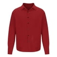thumbnail image 4 of Pompotops Men Casual Solid Turn-down Collar Button Long Sleeve Shirt on Sale, 4 of 8