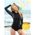 thumbnail image 2 of Womens Rash Guard Shirt Long Raglan Sleeve Zip Front Swim Shirt, 2 of 4