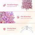 thumbnail image 4 of 6 Ft Pre-Lit Christmas Trees,Pre-Lit Snow Flocked Pencil Christmas Tree with Foldable Base,Lighted Christmas Decoration for Home Party Office,White&Pink, 4 of 7