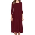 thumbnail image 2 of Vêtements de Mode pour Femmes Mode pour Femmes Coupe Ajustée Confortable Bouton Col en V Couleur Unie Robe Décontractée, 2 of 9