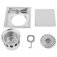thumbnail image 1 of Siphon de sol en acier inoxydable de forme carrée anti-odeur pour salle de bain, 1 of 11