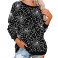 thumbnail image 2 of 2023 Chandail à Capuchon Surdimensionné pour Femmes Décontracté à Manches Longues Col Rond Hauts Blouse Ample Chandail Graphique à Imprimé d'Halloween Costumes d'Halloween/Noël Rabais de 50 % Liquidation, 2 of 6