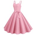 thumbnail image 2 of Robes d'Été pour Femmes 2025 Robe de Soirée Sans Manches Décontractée pour Femme au Foyer Soirée Bal Robe de Soleil Mode Unie Rose m, 2 of 5