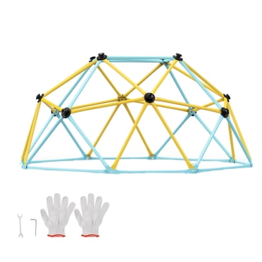 VEVOR Climbing Dome, 6FT Dome Climber for Kids 3 to 10 Outdoor Play Equipment, Supports up to 600LBS Jungle Gym, Anti-Rust, Easy Assembly, Yellow+Light Blue