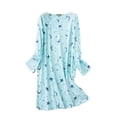 thumbnail image 1 of Pyjama pour Femmes en Coton, Nuisette, Vêtement de Nuit, Manches Longues, Chemise Décontractée à Imprimé, Robe de Nuit, Pyjama pour Femmes, 1 of 4