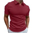 thumbnail image 1 of Dvkptbk Homme Décontracté Uni Col Rabattu Chandail à Rayures Haute Élasticité Manches Courtes Blouse, 1 of 7