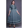 thumbnail image 2 of Bimba Blue Dot & Floral Block Print Long Flared A Line Indian Kurtis For Women Party Wear Anarkali Kurta-XSmall, 2 of 5
