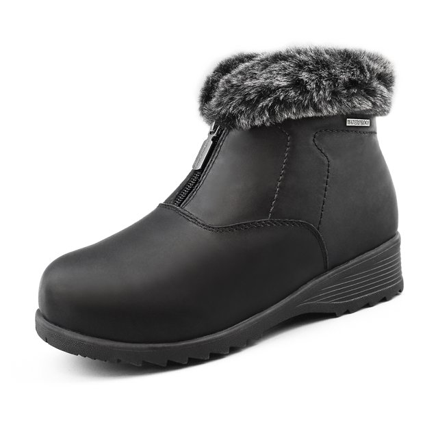 Comfy Moda Bottes d'Hiver pour Femmes en Cuir Imperméables avec Semelle Antidérapante LONDON