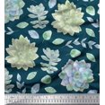 thumbnail image 2 of Soimoi Blue polyester Crepe Fabric Leaves & Flower Floral Decor Fabric Printed Yard 52 Inch Wide, 2 of 3