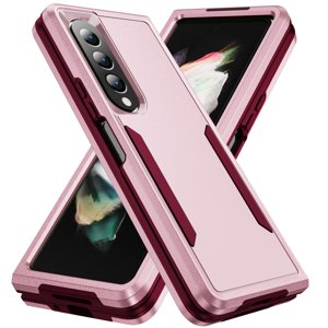 Mantto pour Samsung Galaxy Z Pli 4 2022 Housse de téléphone, Hybrid Premium Protection Étui de téléphone anti-rayure testée par la goutte PC ProtectiveCover Coquille, rose+rose