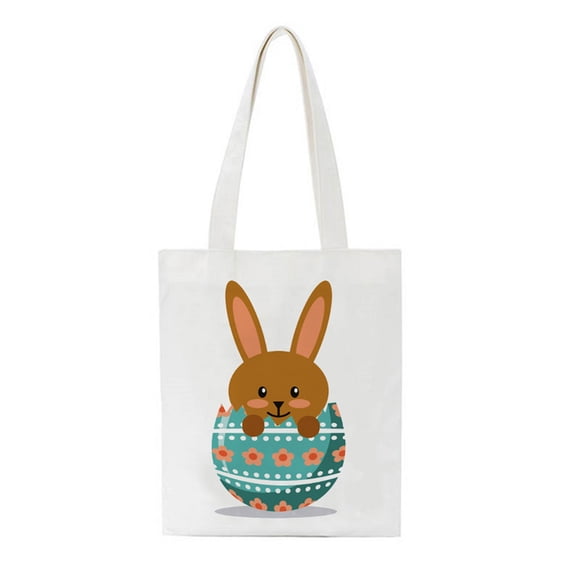 TopLLC Storage Bins Easter Bunny Basket Bags for Kids,Canvas Cotton Personalized Candy Basket Organizers and Storage Supplies