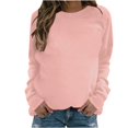 thumbnail image 1 of PEZHADA Chandails d'Automne pour Femmes en Liquidation Chandail à Col Rond pour Femmes, Chandail à Enfiler pour Femmes à Manches Longues Col Rond Chandail Uni Hauts Blouse Or Rose, 1 of 4