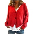 thumbnail image 1 of Women's Button Solid Knit Sweater Cardigan Long Sleeved Jacket, 1 of 1