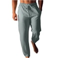 thumbnail image 2 of Pants for Men, Mens Fashion Drawstring Elastic Waist Solid Color Casual Length Pants, 2 of 6