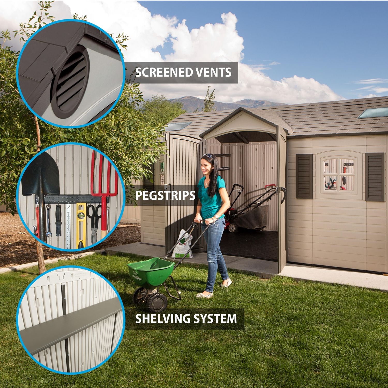Lifetime Outdoor Storage Shed, 15' x 8' With Dual Side Entry