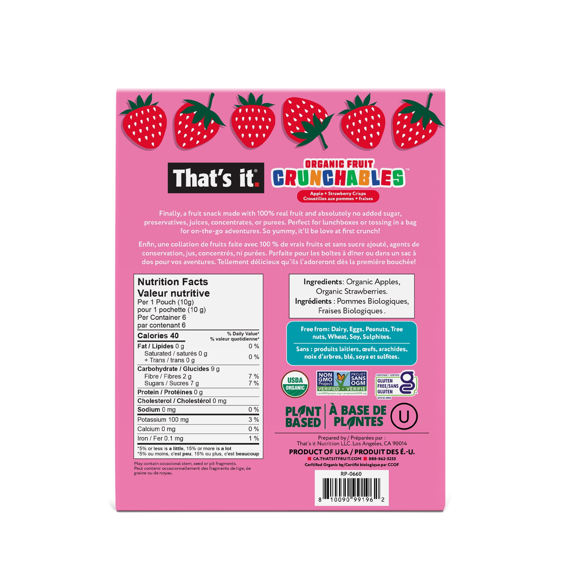 That's it. Pomme fraise croquables biologiques 6ct 10g