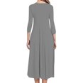 thumbnail image 4 of Pisexur Robe d'Automne pour Femme, Robe Maxi à Manches 3/4, Décontractée, à Cordon, Manches Mi-Longues, Taille Haute, Col Rond, Ample, Longue, avec Ceinture, 4 of 9