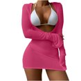 thumbnail image 2 of Meichang Maillots de Bain Trois Pièces pour Femmes avec Robe de Plage par-Dessus, Bikini à Dos Nu, Ensembles de Bikini Triangle String, Maillot de Bain avec Découpe, Sortie de Plage, 2 of 3