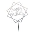 thumbnail image 1 of pitrice Square Happy Birthday Cake Topper Acrylic Insert Cake Card DIY Glitter Cupcake Smash Candle Stick, 1 of 8