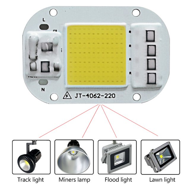 EastVita AC 220V 20W/30W/50W Free Driver High Pressure LED Chip COB Light Source