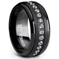 thumbnail image 1 of Bague Alliance Éternité pour Homme en Titane Noir avec Zircone Cubique Ronde Transparente 9 mm, 1 of 4