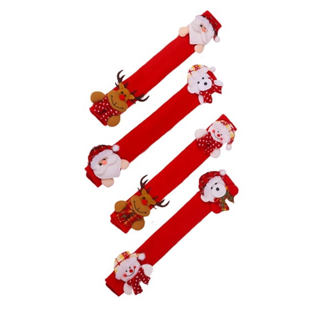 4 Pcs Housses Protectrices de Poignée de Four à Micro-Ondes de Noël Xmas pour Réfrigérateur Cuisine Réfrigérateur Poignée de Porte Gants