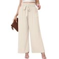 thumbnail image 1 of SHOWMALL Womens Plus Wide Leg Pants High Waisted Palazzo Trousers with Pockets, Ivory, 1, 1 of 9
