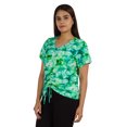 thumbnail image 3 of Moomaya T-Shirts Teinture sur Nœuds à Manches Courtes Froncées pour Femmes Col en V Décontracté en Jersey, 3 of 8