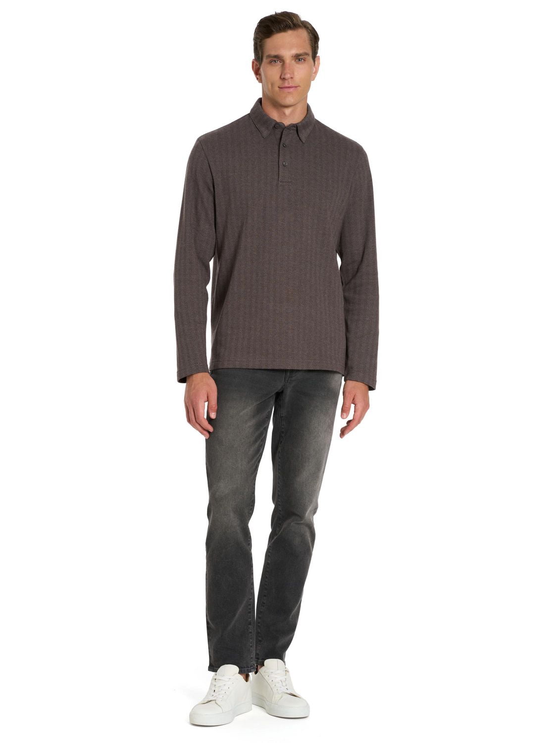 Polo à Manches Longues en Chevrons Van Heusen