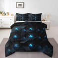 thumbnail image 1 of Erosebridal Ensembles de Couette Triangle Bleu Format Simple, Couettes et Duvets Géométrie Dégradée, Déco de Chambre pour Garçons, Réversible, 1 of 7