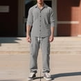 thumbnail image 2 of Erwazi Men's Corduroy Cargo Shacket Tracksuit Set 2 Pieces Lapel Long Sleeve Button Down Jacket and Cargo Pants Set, 2 of 5